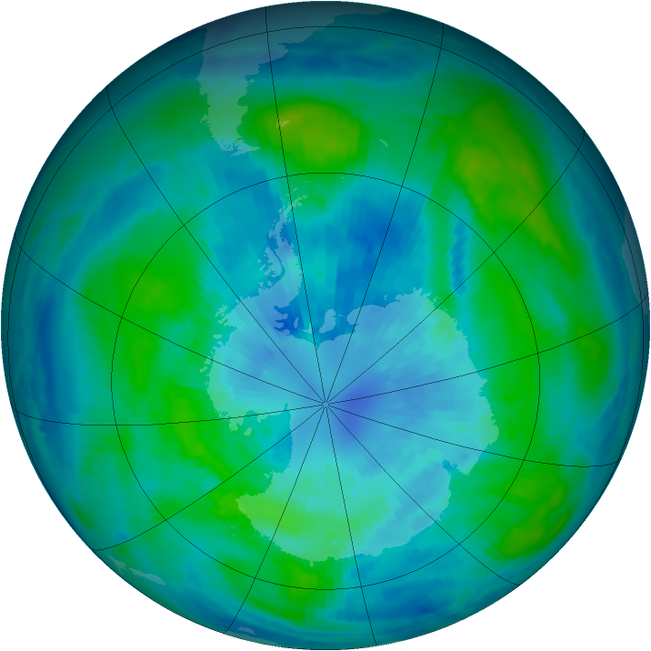 Antarctic ozone map for 26 March 1988